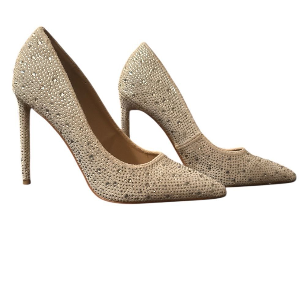 Elegant Bedazzled Beige Stiletto Heels